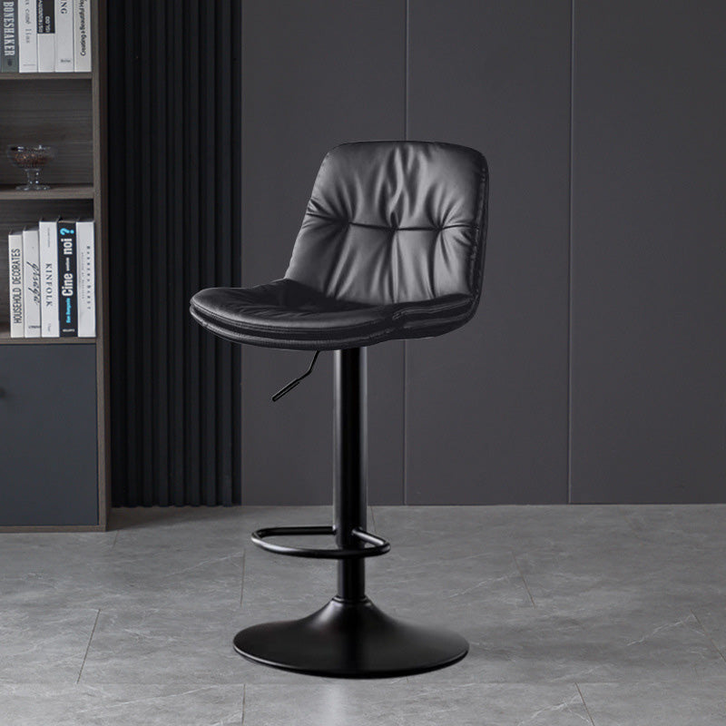 Taburete de barra con respaldo contemporáneo nórdico base redonda cojín rectangular cuero nappa espuma estructura de metal para comedor 