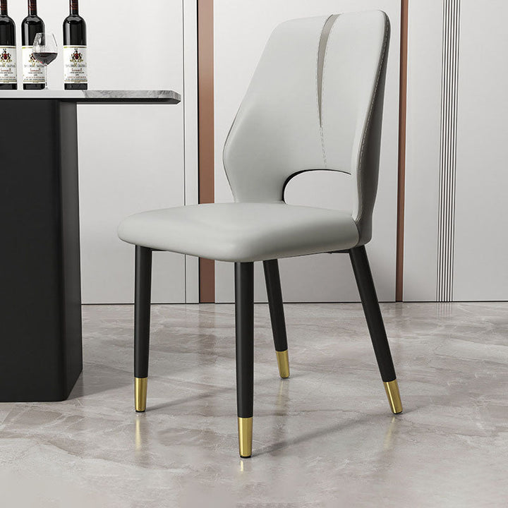 Modern Luxury Square Cushion Faux Leather Carbon Steel Dining Chair Backrest For Dining Room