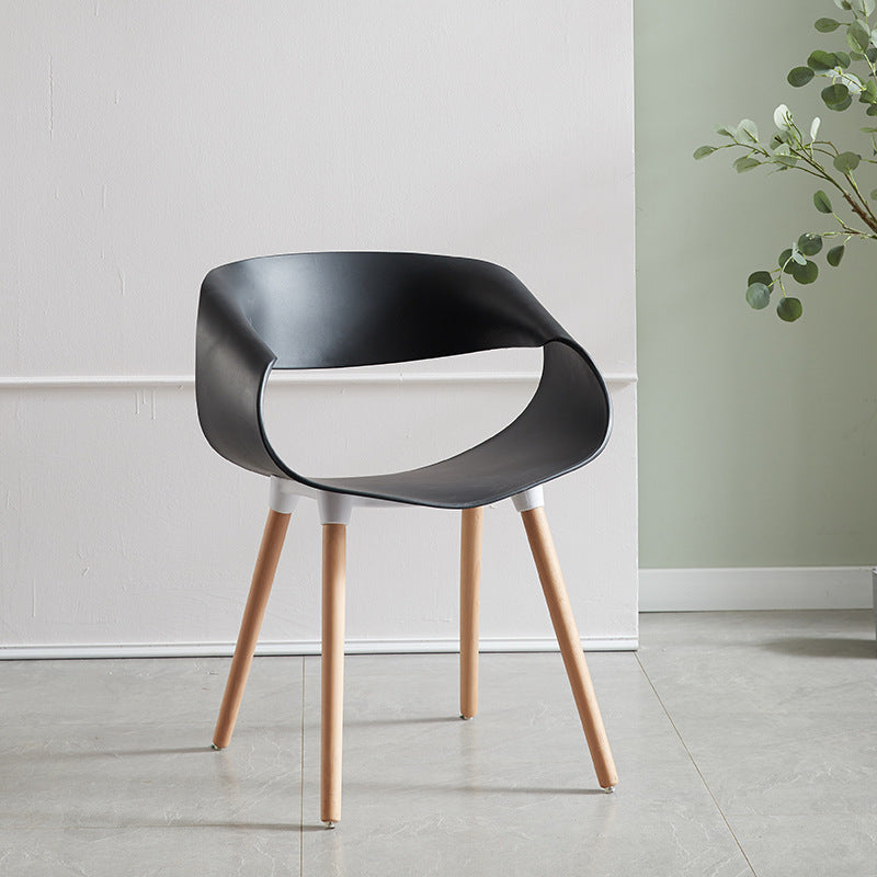 Contemporary Creative Half Round Twisted PP Beech Wood Chair Backrest For Living Room