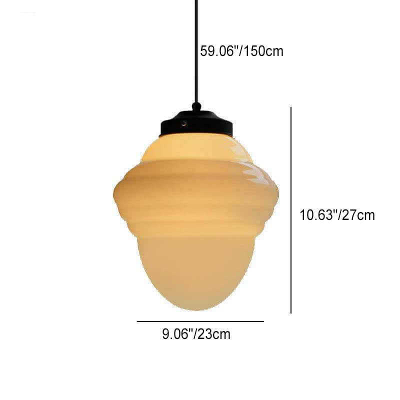Traditional European White Hardware Glass Geometric Jar 1-Light Pendant Light For Living Room
