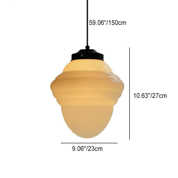 Traditional European White Hardware Glass Geometric Jar 1-Light Pendant Light For Living Room