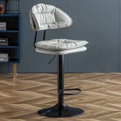 Moderner minimalistischer quadratischer Kissenleder-Metall-Barhocker mit Rückenlehne, höhenverstellbar für Esszimmer 