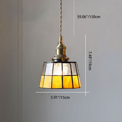 Modern Creative Minimalist Stained Glass Cylinder 1-Light Pendant Light