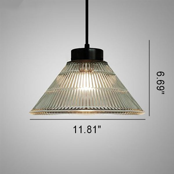 Vintage Industrial Frosted Glass Cone 1-Light Pendant Light