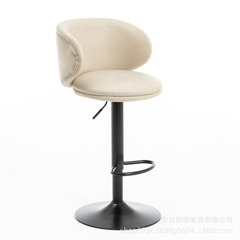Moderner minimalistischer runder Stoff-Edelstahl-Barhocker mit Rückenlehne für das Esszimmer 
