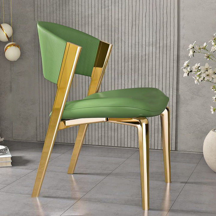 Modern Luxury Square Faux Leather Carbon Steel Foam Dining Chair Four Legs Backrest For Dining Room