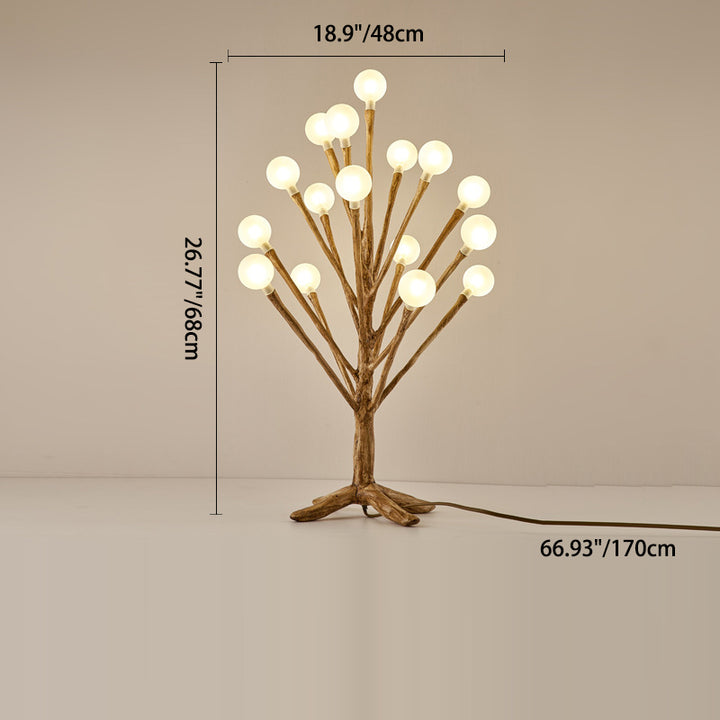 Lampe de table traditionnelle japonaise en résine avec orbe en brindilles, verre, matériel, 3/7/8/12/16 lumières pour chambre à coucher 