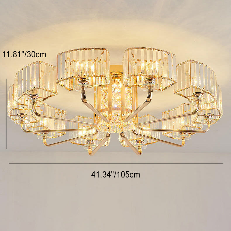 Plafonnier encastré à 6/8/10/12 lumières en cristal de luxe moderne 