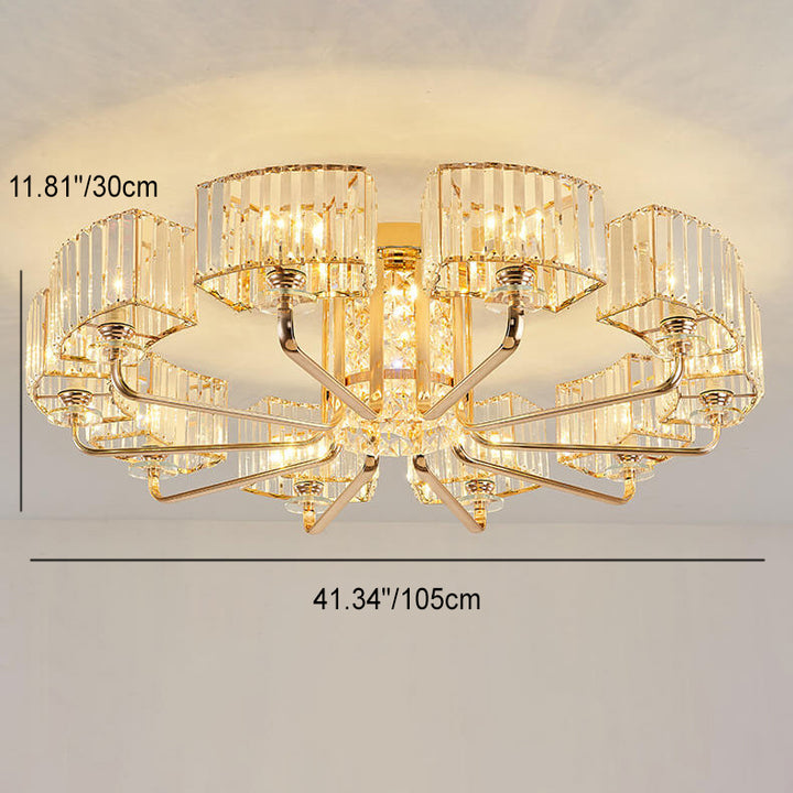 Plafonnier encastré à 6/8/10/12 lumières en cristal de luxe moderne 