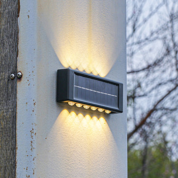 مصباح حائط LED مستطيل مقاوم للماء من ABS PVC بتصميم بسيط عصري للطاقة الشمسية للفناء الخارجي 