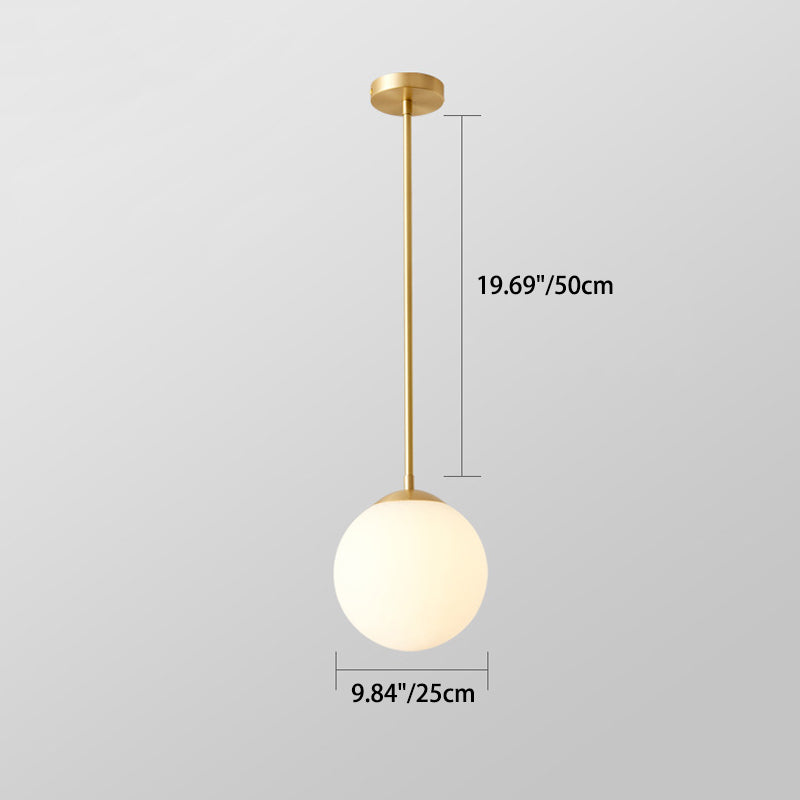 Eisen Nordic Persönlichkeit Goldene Gerade Stange Weißer Kugel Design 1-Licht Pendelleuchte 