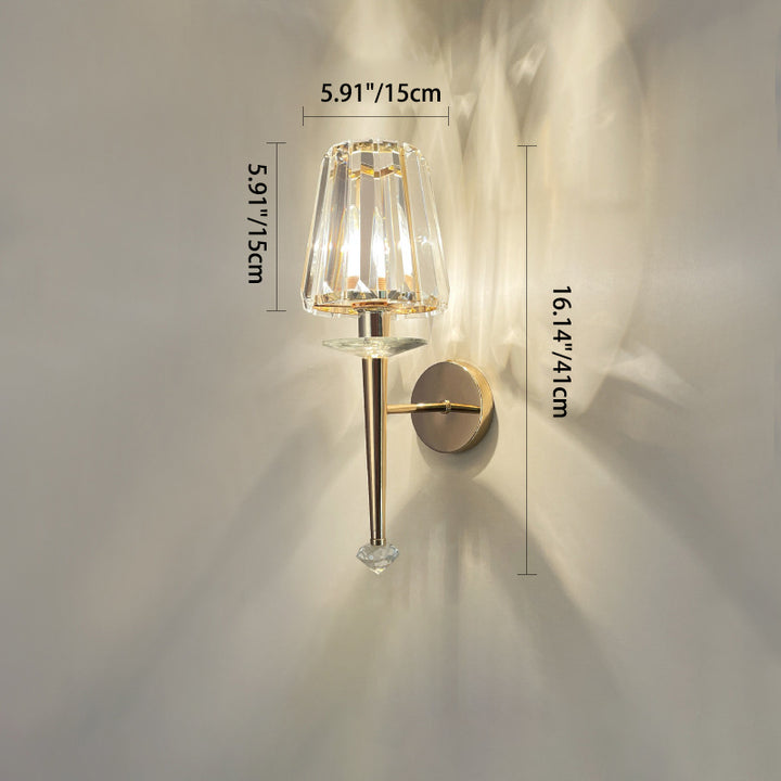 Modern Luxury Metal Iron Stainless Steel Crystal Ball Cylinder 1-Light Wall Sconce Lamp For Bedside