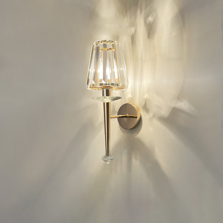 Modern Luxury Metal Iron Stainless Steel Crystal Ball Cylinder 1-Light Wall Sconce Lamp For Bedside