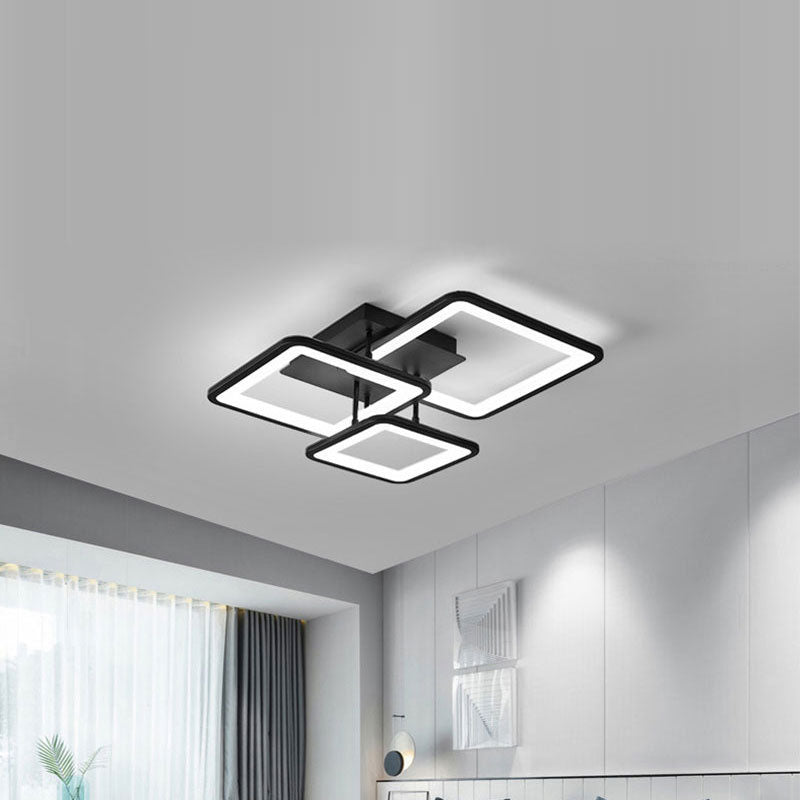 ضوء سقف LED أكريليك شبه مثبت بتصميم حديث ومزيج من المربعات البسيطة للأجهزة لغرفة المعيشة 