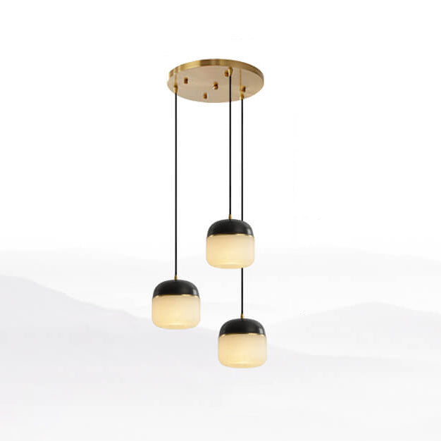 New Chinese Modern Round Lucite Copper 1/3 Light Chandelier