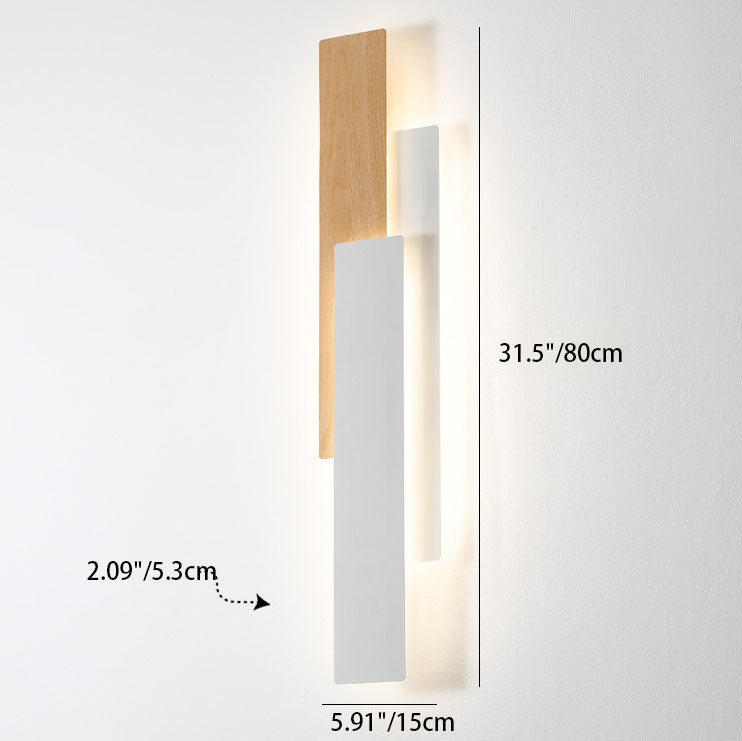 مصباح حائط LED مستطيل هندسي بسيط بحبيبات الخشب الحديثة 