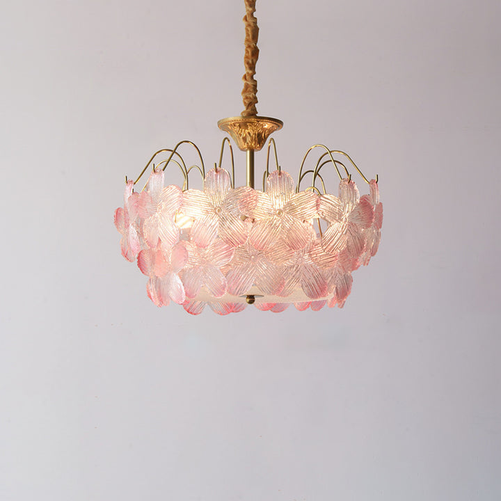 Traditional French Flower Iron Glass 5/6 Light Chandelier For Bedroom