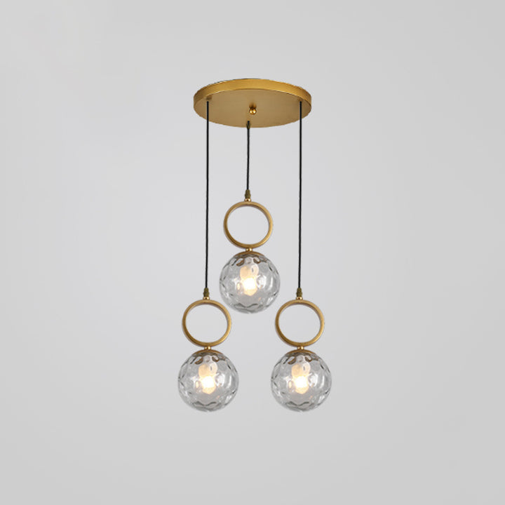 Contemporary Nordic Glass Iron Ball Ring 3-Light Island Light Chandeliers For Dining Room