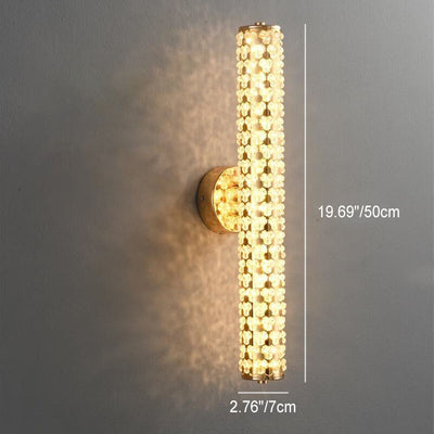Light Luxury Crystal Beads Plated Cylindrical LED Wall Sconce Lamp