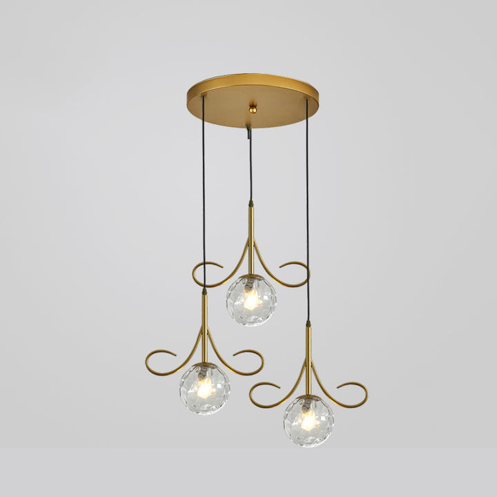 Lustre à 3 lumières en fer et verre avec barbes nordiques contemporaines pour salle à manger 