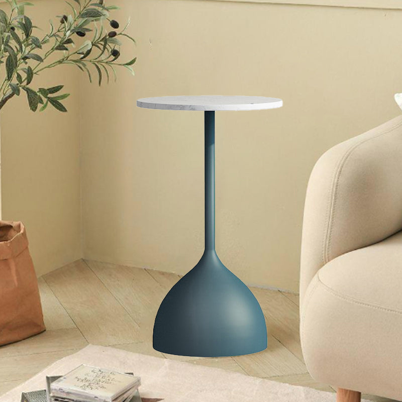 Mesa Auxiliar Redonda de Hierro y Mármol Minimalista Moderna para Sala de Estar 