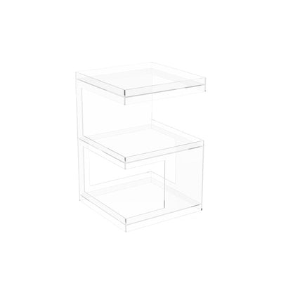 Modern Minimalist Acrylic Geometric Square End Table 3-Tier For Living Room