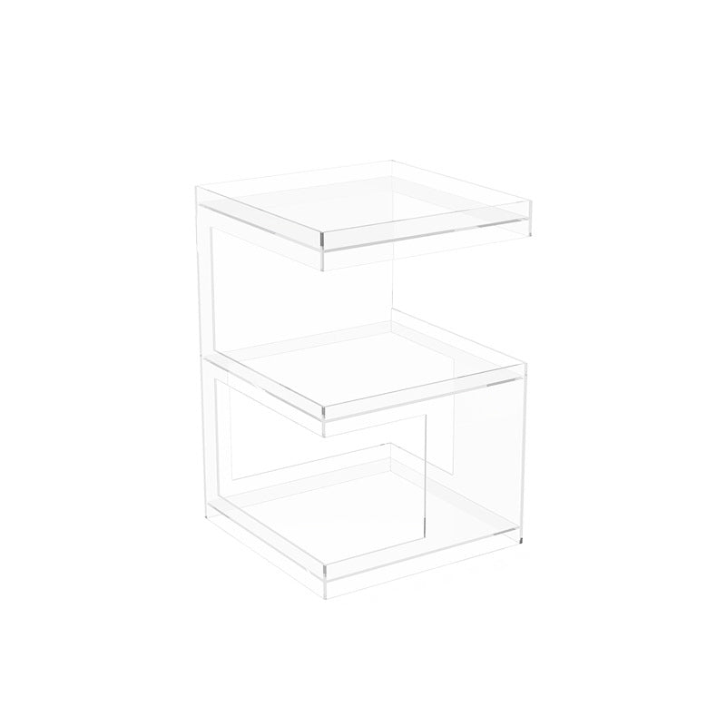 Modern Minimalist Acrylic Geometric Square End Table 3-Tier For Living Room
