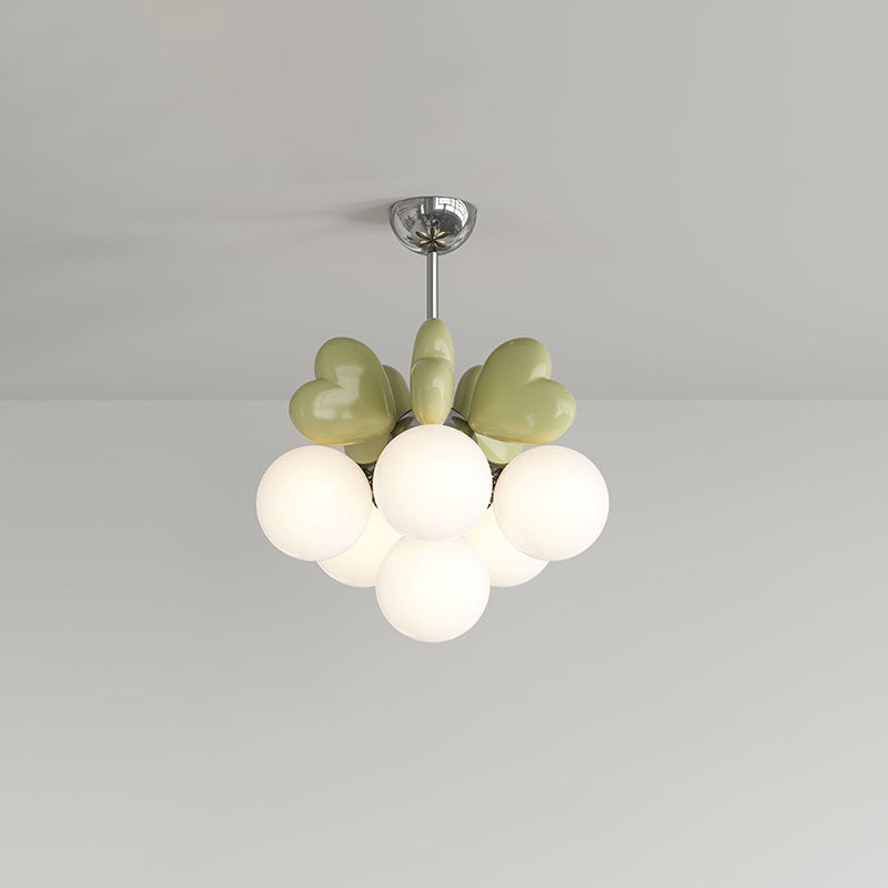 Moderne minimalistische Creme Orb Herz Hardware Harz PE 4/6 Licht Kronleuchter für Wohnzimmer 