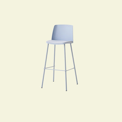 Tabouret de bar carré minimaliste moderne en cuir PU avec dossier et repose-pieds en métal PP pour salle à manger 