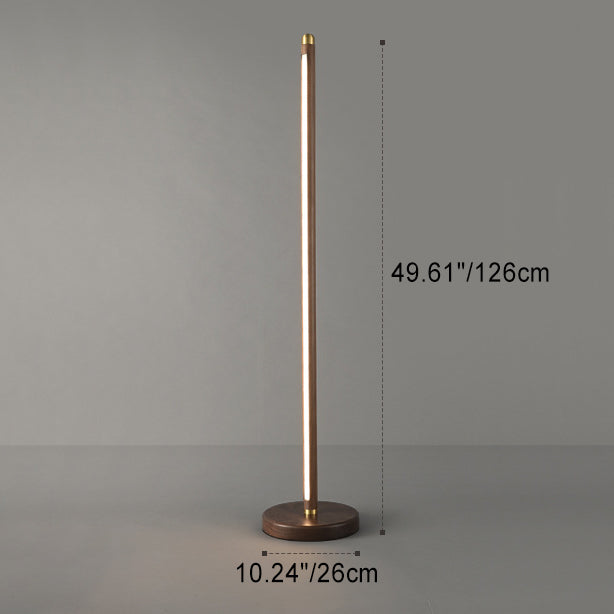 Lampe de sol LED moderne minimaliste en bois linéaire cuivre acrylique pour chambre 