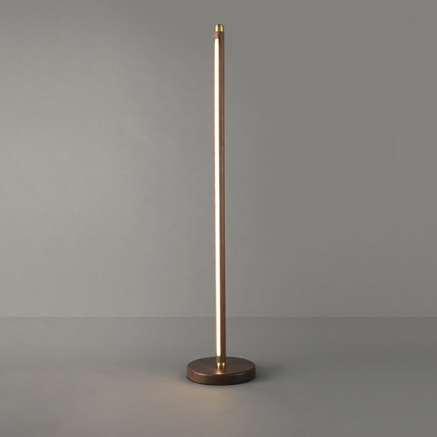 Lampe de sol LED moderne minimaliste en bois linéaire cuivre acrylique pour chambre 