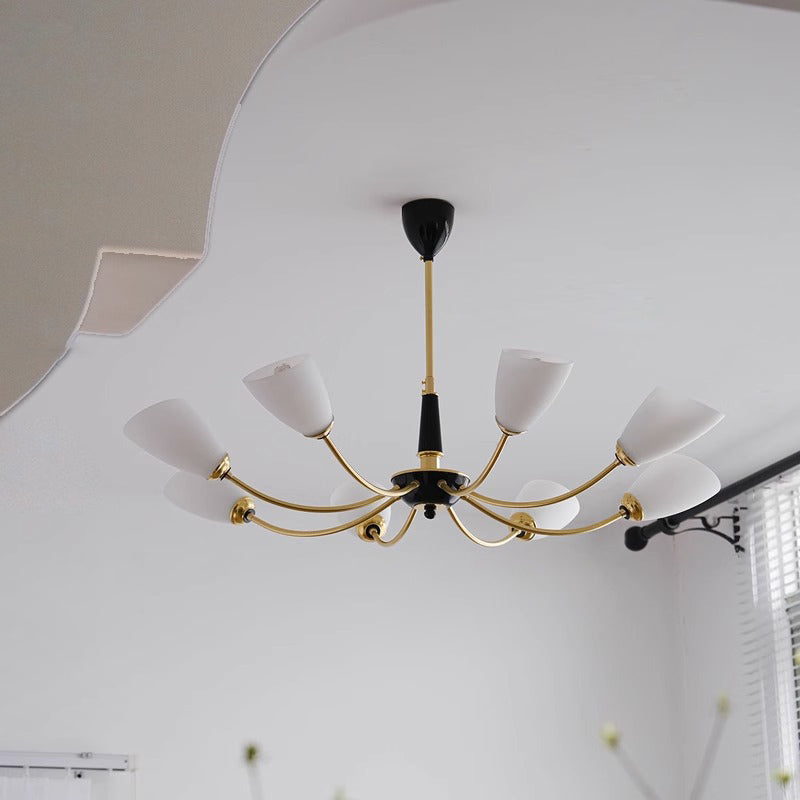 Zeitgenössische Vintage Creme Zweig Blume Messing Glas 3/5/8 Licht Kronleuchter Für Wohnzimmer 