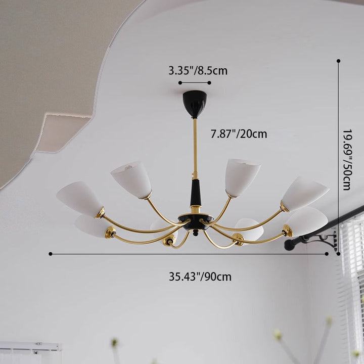 Zeitgenössische Vintage Creme Zweig Blume Messing Glas 3/5/8 Licht Kronleuchter Für Wohnzimmer 