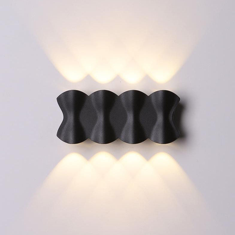 Moderne Schlichtheit Rechteck Welle Aluminium LED Außenwandleuchte Lampe Für Außenbereich Patio 
