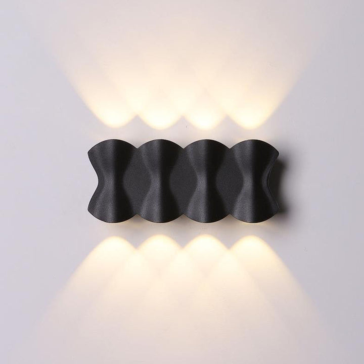 Moderne Schlichtheit Rechteck Welle Aluminium LED Außenwandleuchte Lampe Für Außenbereich Patio 