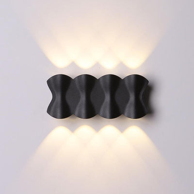 Lámpara Aplique de Pared Exterior LED de Aluminio en Forma de Onda Rectangular de Simplicidad Moderna para Patio Exterior 