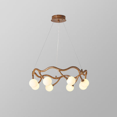 Zeitgenössische kreative runde Baum Zweig Hardware Glas 6/8/10/12 Licht Kronleuchter für Wohnzimmer 