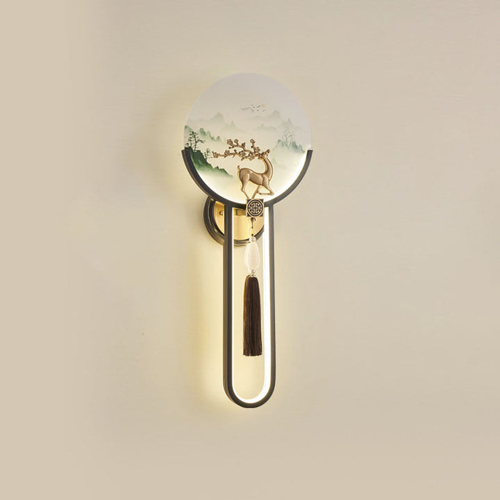 Applique murale LED traditionnelle chinoise en verre tout cuivre pour salon 