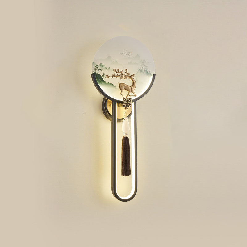 Modern Transitional Round Fawn All Copper Glass Silicone LED Wall Sconce Lamp For Living Room