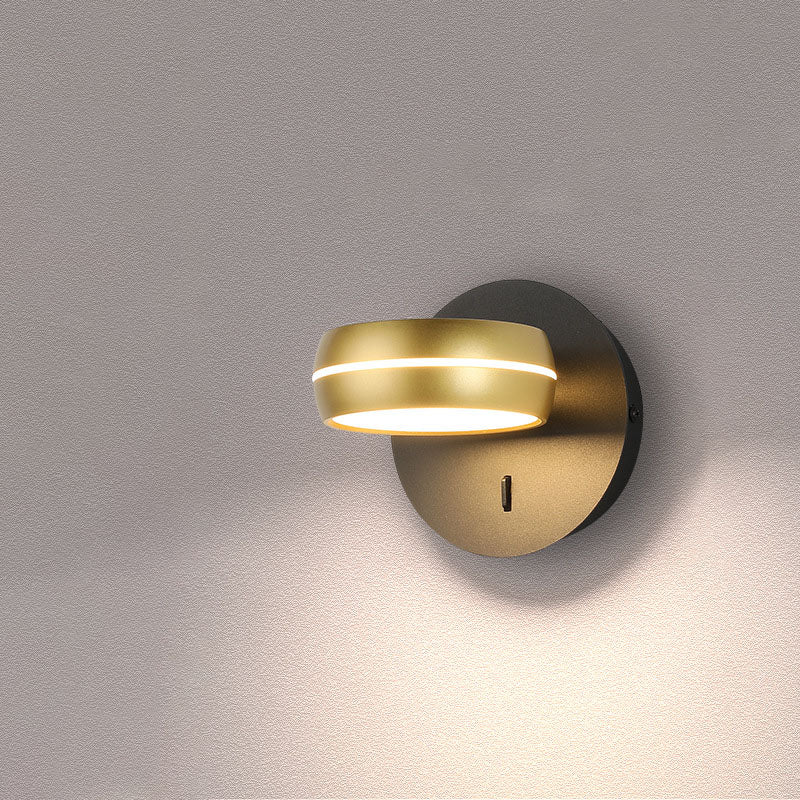 Lámpara Aplique de Pared LED PS de Aluminio y Hierro Rectangular Redonda Minimalista Moderna para Dormitorio 