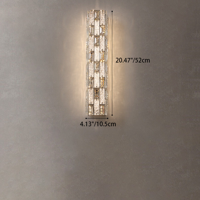 Applique murale LED en cristal rectangulaire en acier inoxydable de luxe moderne pour chambre 