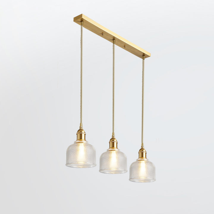 Lustre moderne minimaliste cylindrique trapézoïdal en laiton et verre 1/2/3 lumières pour salle à manger 