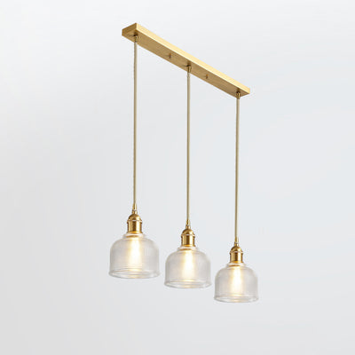 Moderner minimalistischer zylindrischer trapezförmiger Messingglas-Kronleuchter mit 1/2/3 Lichtern für das Esszimmer 