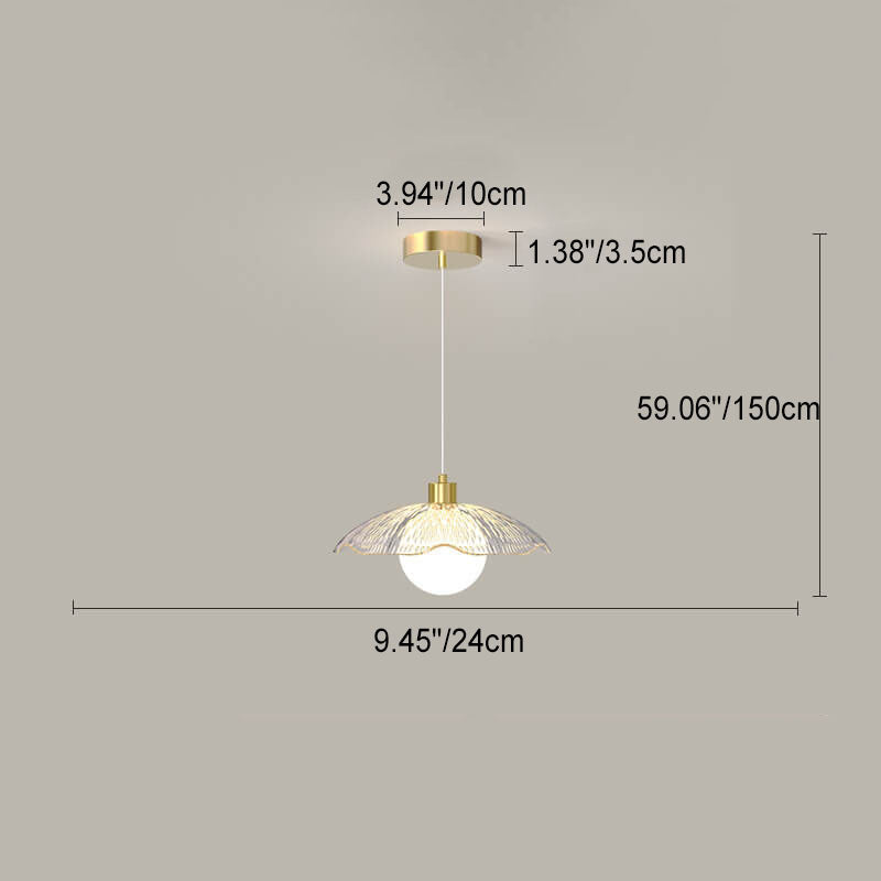 Modern Light Luxury Glass Flower Design Iron 1-Light Pendant Light