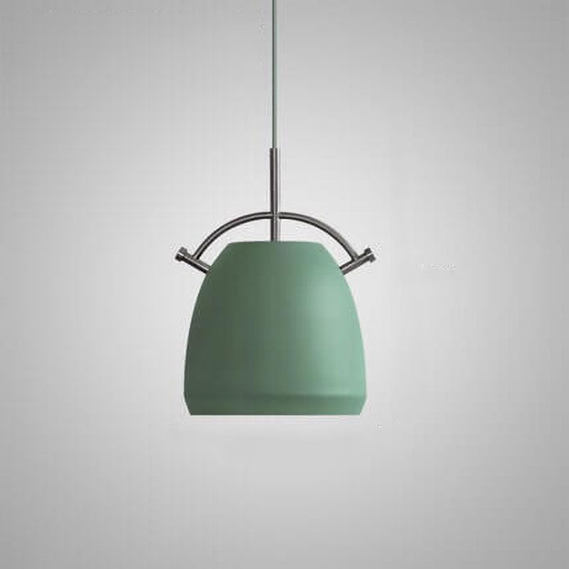 Lámpara colgante de 1 luz redonda de aleación de aluminio nórdica Macaron 