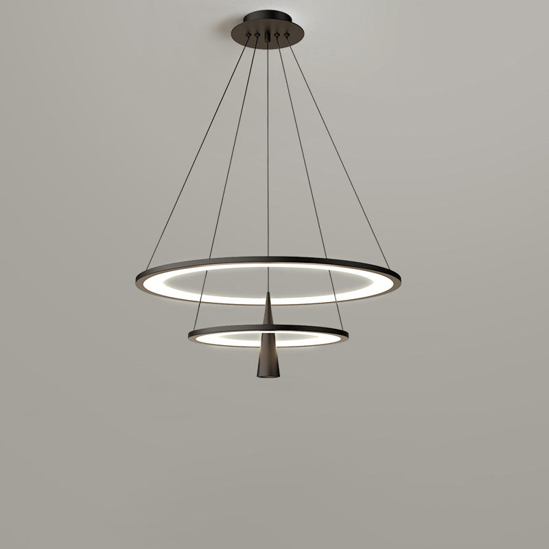 Moderne minimalistische Kreis konische Eisen Acryl LED Kronleuchter für Wohnzimmer 