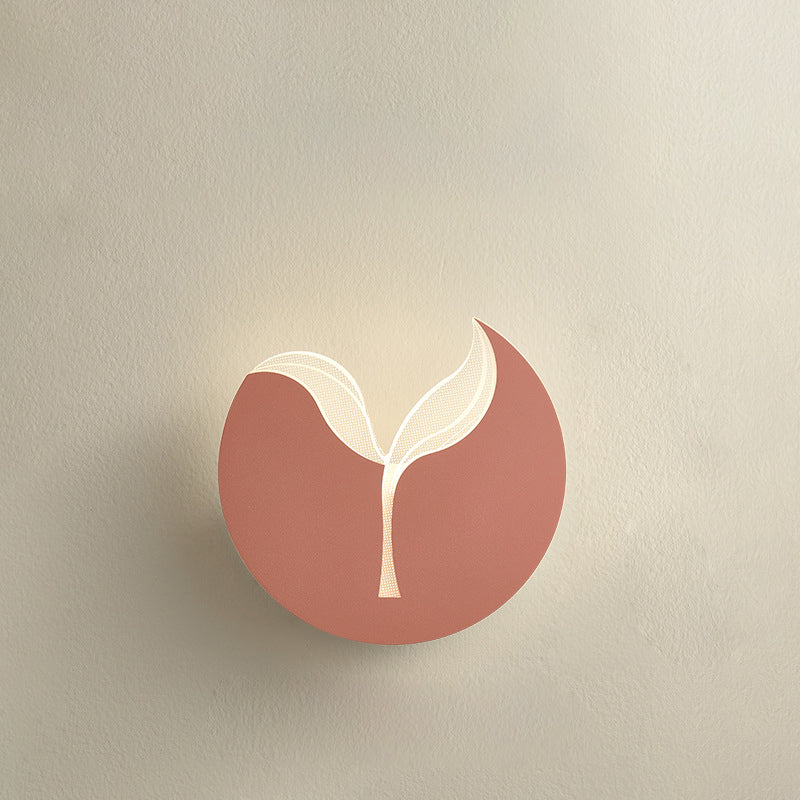 Zeitgenössische kreative Eisen Acryl Sapling Schatten LED Wandleuchte Lampe für Schlafzimmer 