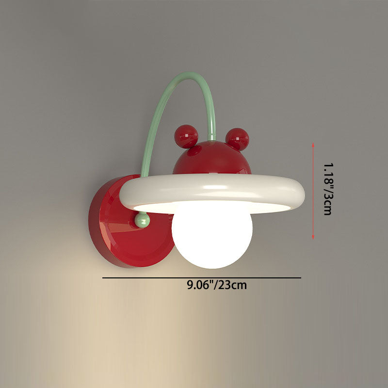 Lámpara de Aplique de Pared de 1 Luz de Vidrio de Hierro Esférico Minimalista Moderno para Dormitorio 