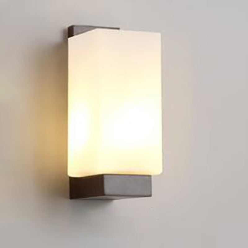 Modern Transitional Antler Square Cylinder Wood Glass 1-Light Wall Sconce Lamp For Living Room