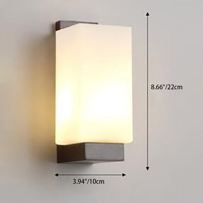 Modern Transitional Antler Square Cylinder Wood Glass 1-Light Wall Sconce Lamp For Living Room